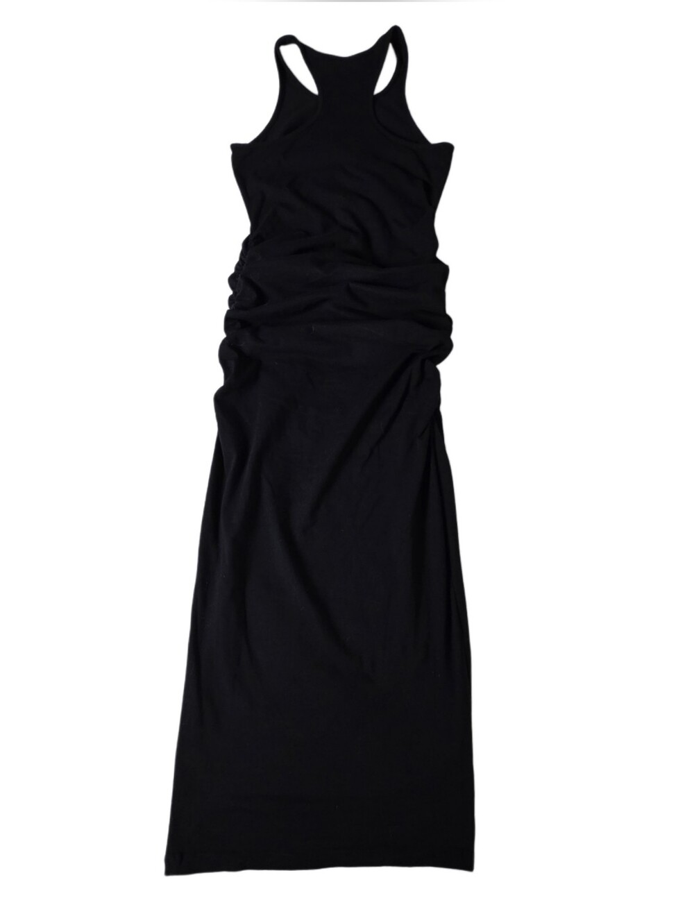 MICHAEL STARS Vivian Black Racerback Midi Dress With Side Ruching - Picture 5 of 13